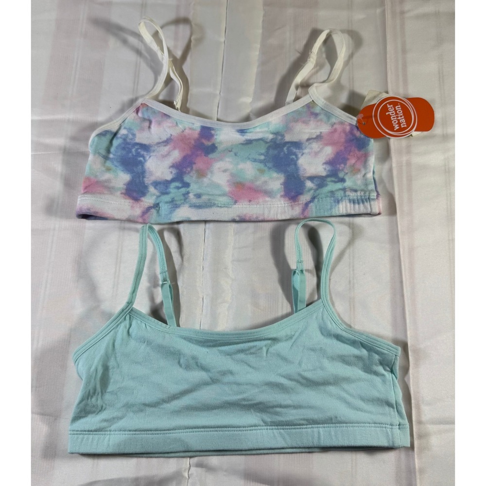 Wonder Nation Girls 2 Pack Cami Bra Set Tie Dye Aqua Blue Size 32 NWT